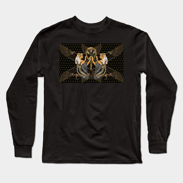 Nefertari Protecting Golden Key Of Life "ANKH" Mask Long Sleeve T-Shirt by CRWPROD